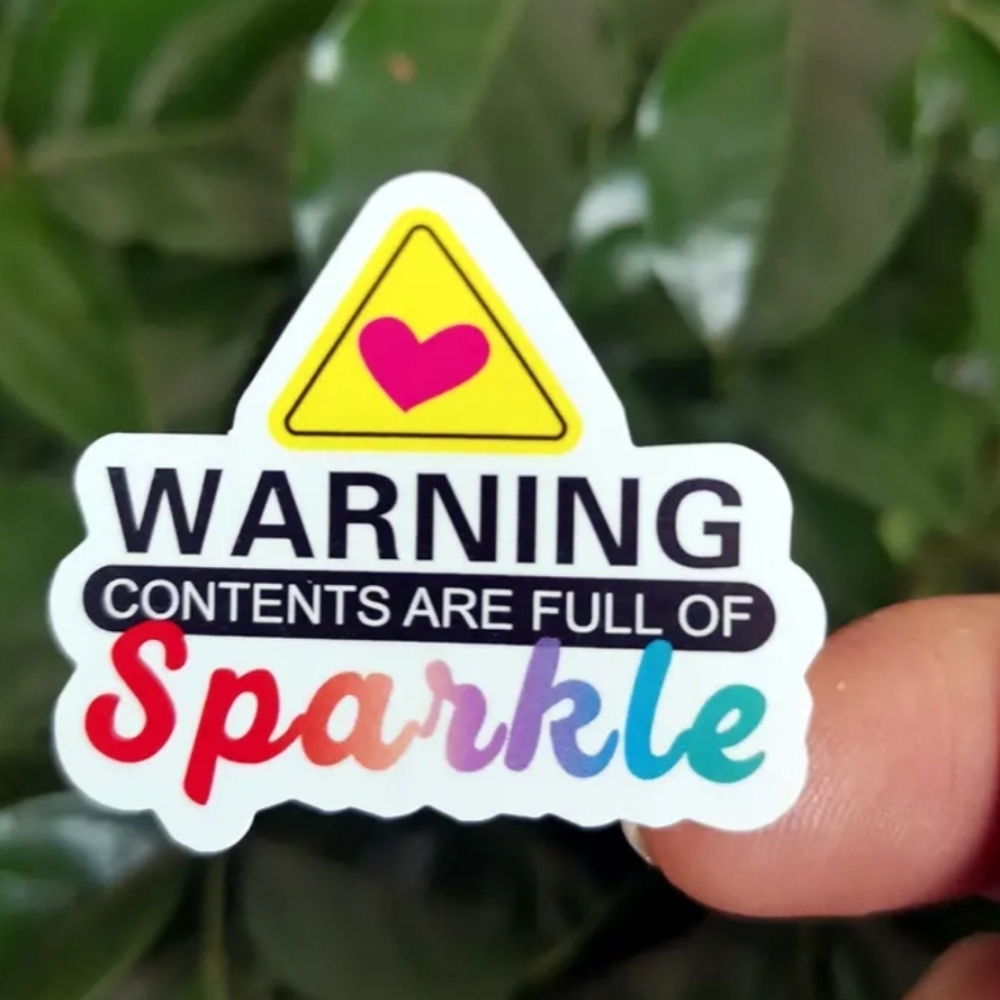 60 GLOSSY "WARNING- CONTENTS FULL OFSPARKLE" 🌈 RAINBOW Labels!!